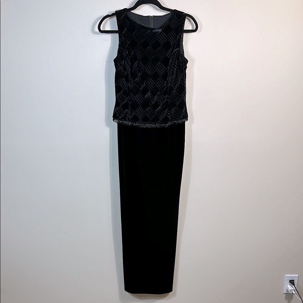 Vintage Scott McClintock Petite Black Sleeveless Mother Bride Formal Dress 6P